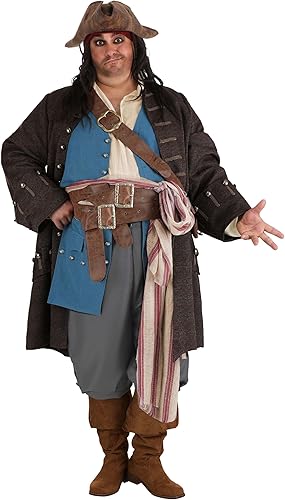 Disfraz auténtico de capitán Jack Sparrow para hombre de talla grande