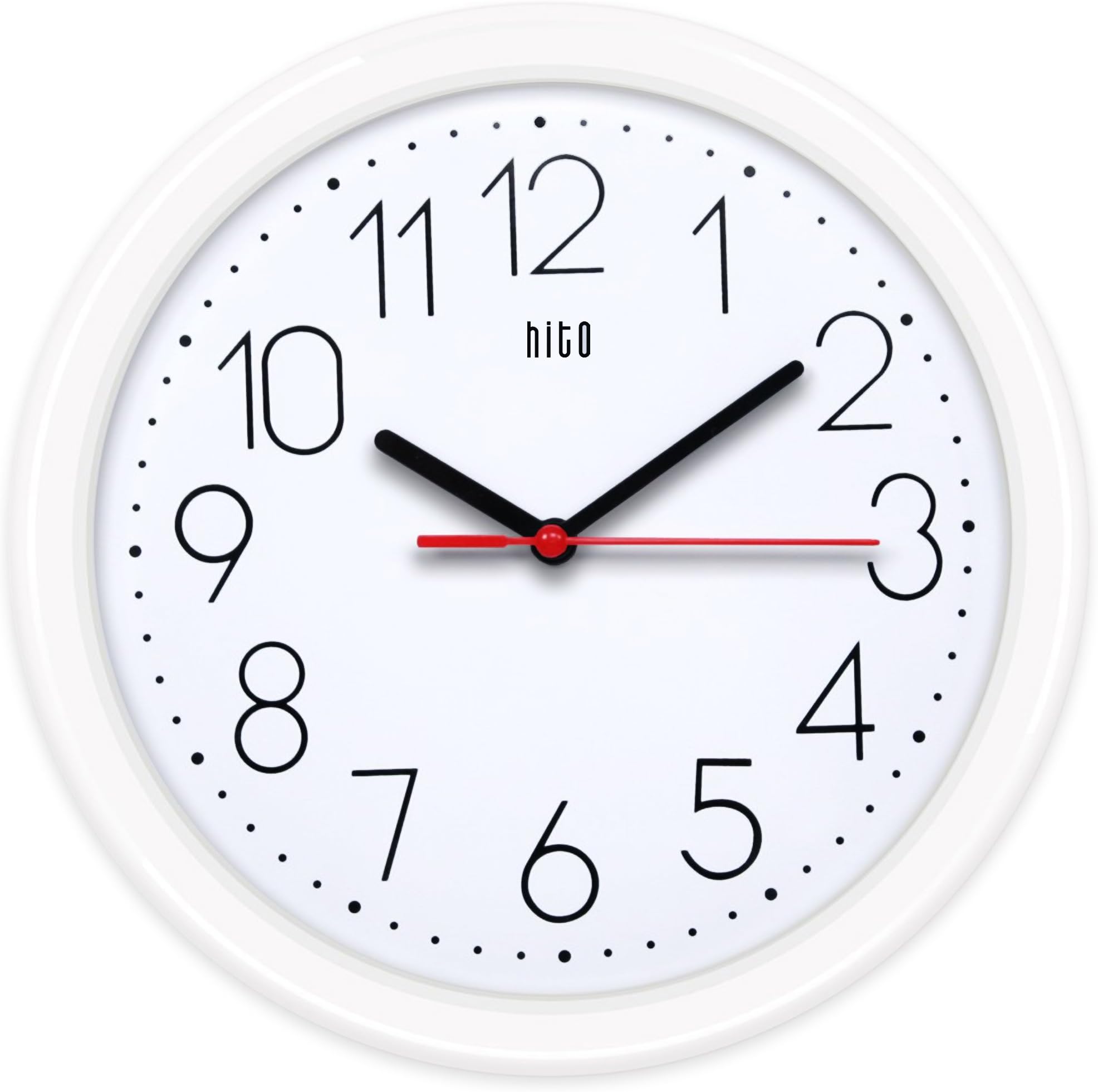 HITO 10-Inch Silent Non-Ticking Wall Clock
