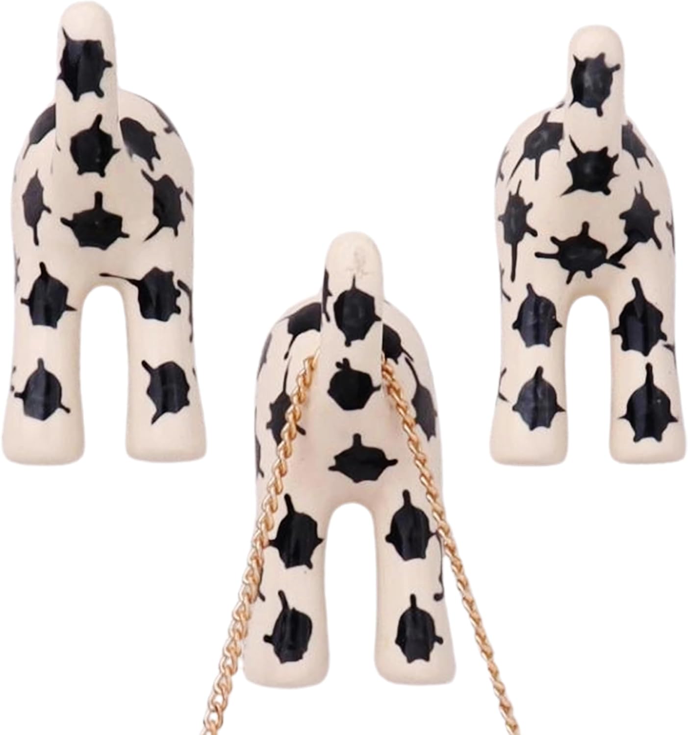 Indian Shelf 3 Piece Ceramic Dog Tail Heavy Duty Decorative Vintage Wall Hooks for Hanging Coats, Jackets, Leash, Hat, Towel, Backpack, Purse, Handbag for Bathroom Décors (Brown and White)
