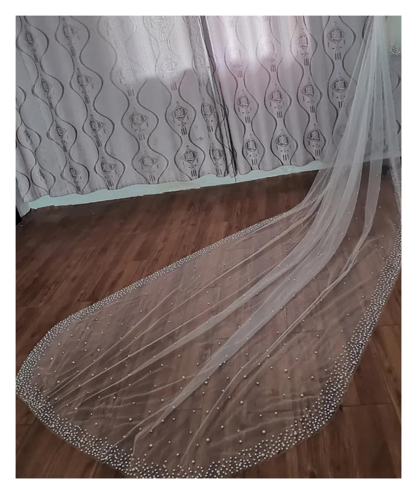 Matrimonio in cattedrale Nuziale con Velo di Perle Bianco Solido