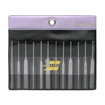 MIRACLE 12-Piece Diamond Taper File Set Multi-Grit (120/200/400/600) Precision Files for Metal, Glass, Ceramic, Nail Fit Pneumatic, Electric & Ultrasonic Tools or 3mm Collet Handle