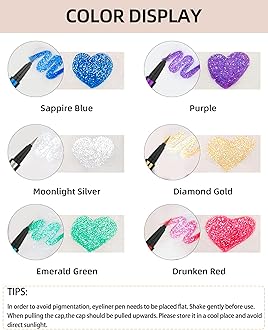 Gold Silver Glitter Liquid Eyeliner Pencil, 2 Pcs - Long Lasting, Waterproof, Smudgeproof, Pigmented, Shimmery Finish