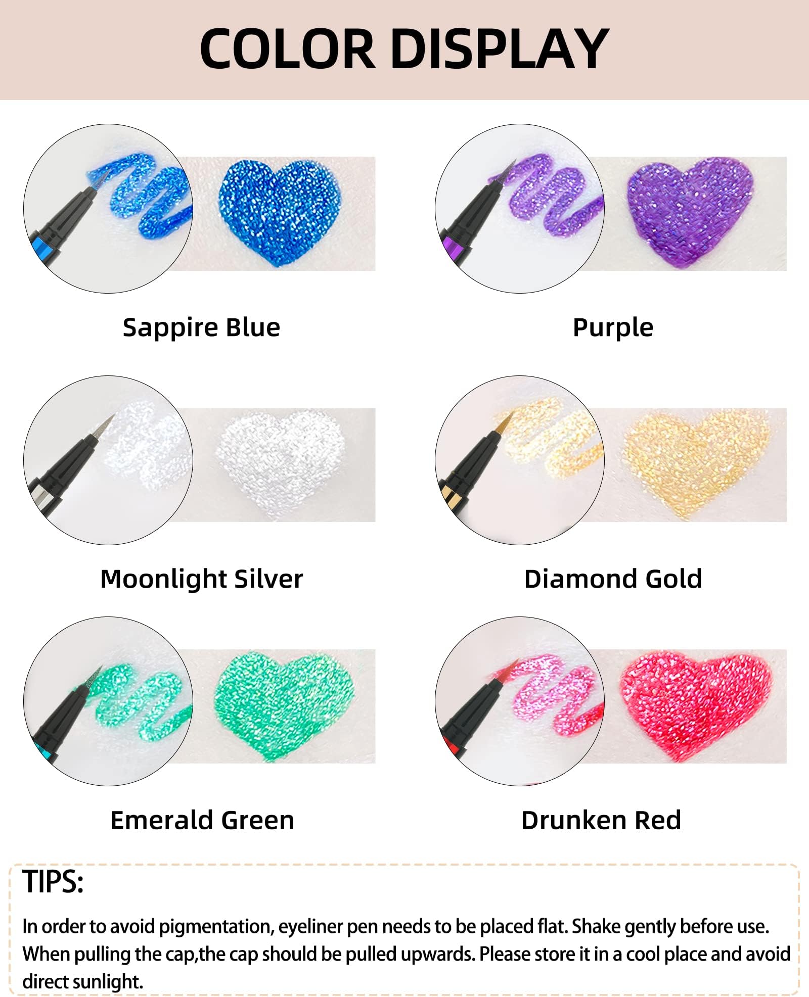 Gold Silver Glitter Liquid Eyeliner Pencil, 2 Pcs - Long Lasting, Waterproof, Smudgeproof, Pigmented, Shimmery Finish