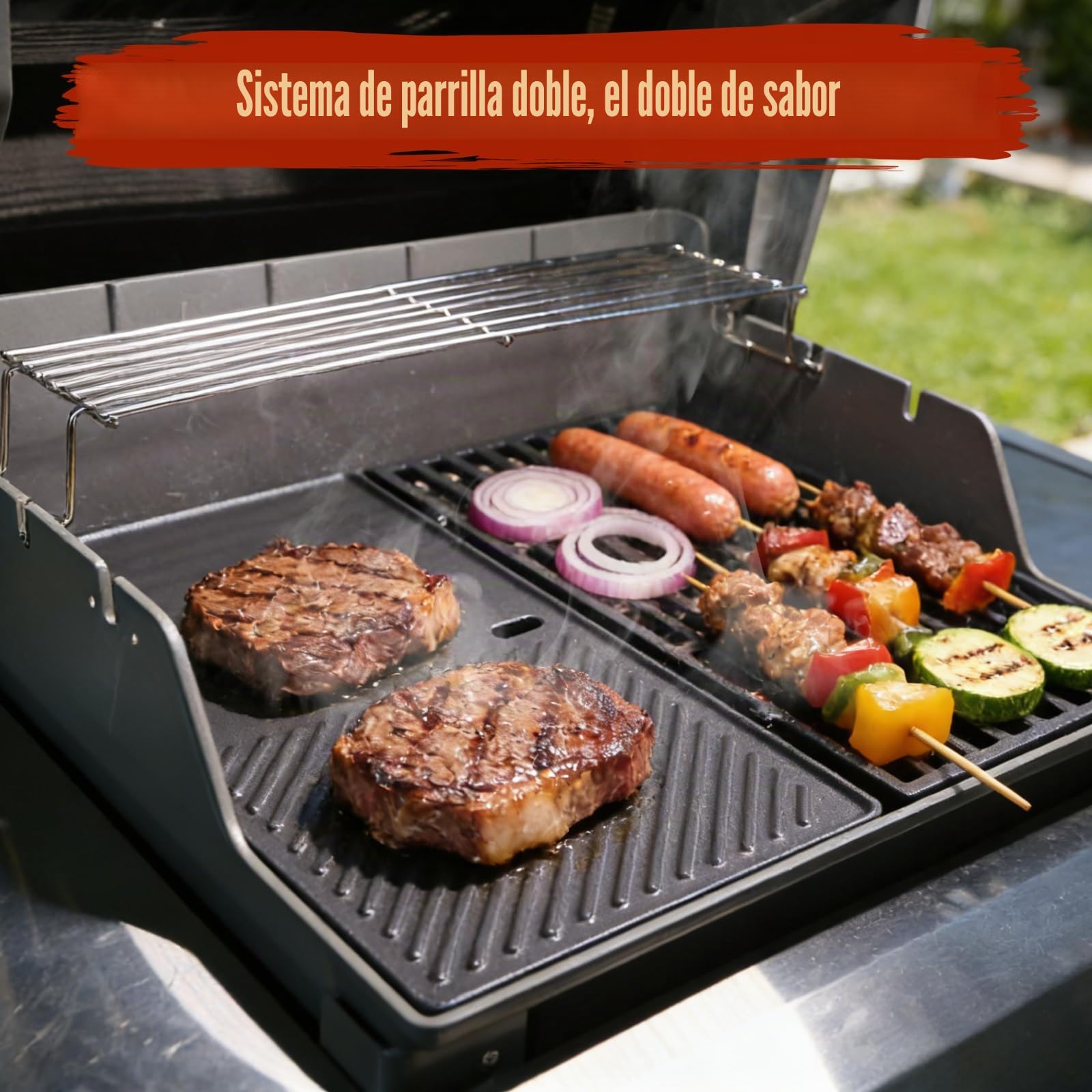 Denmay Plancha de hierro fundido 7637 para Weber Spirit I II E210 E220 S210 S220 (con botones frontales), placa de repuesto (200), 1 unidad