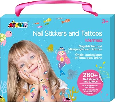 Bonellund Avenir Tattoo & Nail Stickers Mermaid for Ages 3 and Up AN218204