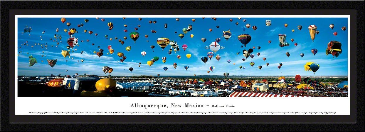 Albuquerque, New Mexico - Balloon Fiesta - Blakeway Panoramas Skyline Posters with Select Frame