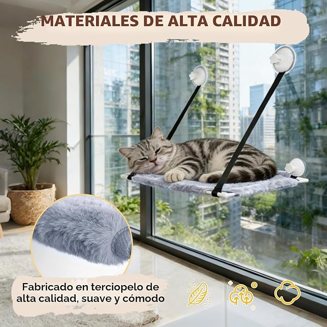 Foto 6 de 8 de Hamaca Gato Ventana, Cama Gato Ventana, Hamaca para Gatos Plegable con Ventosas