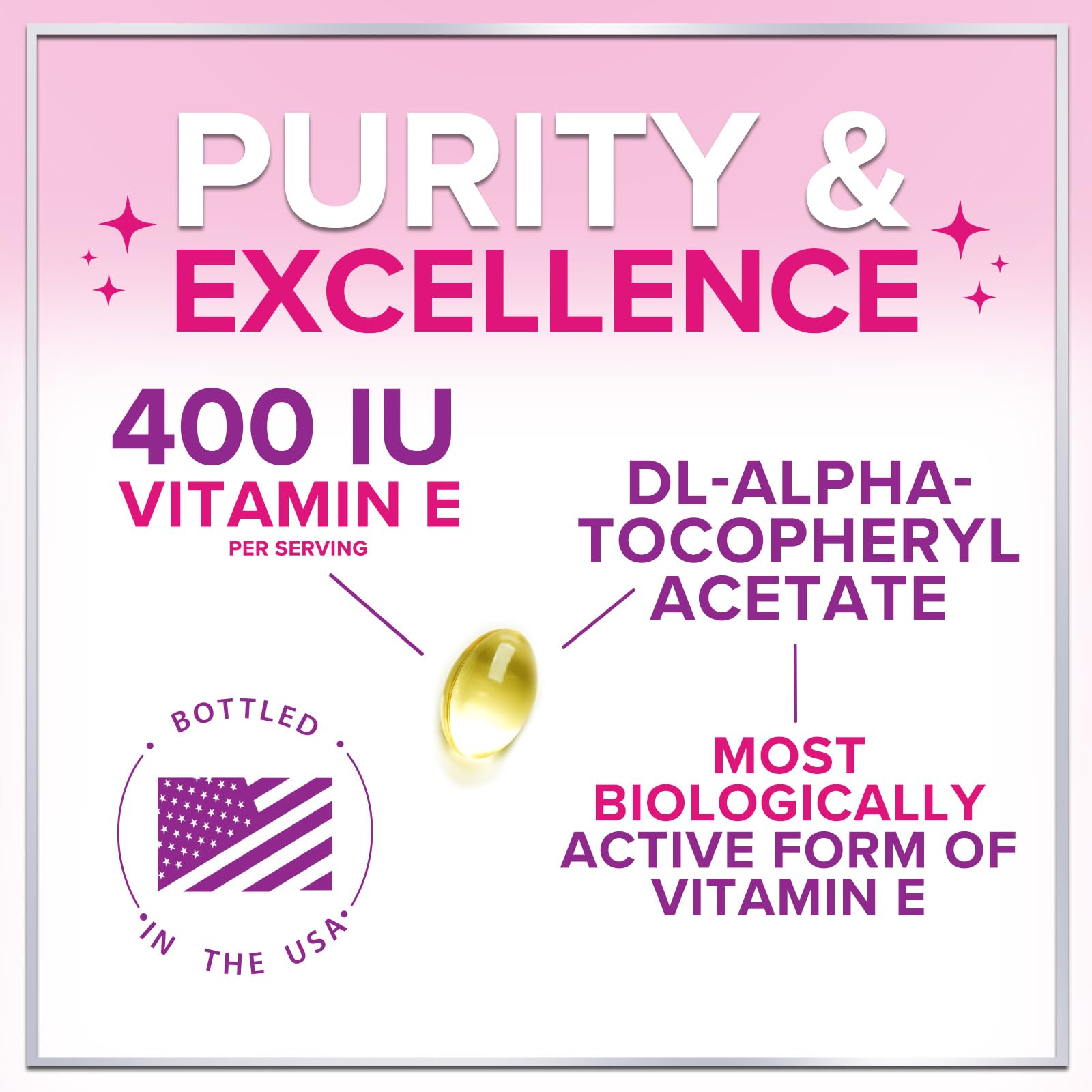 Vitamin E - 180 mg (400 IU) - Daily Beauty & Immune Support Supplement - DL-Alpha VitaminE with Antioxidants Supports Healthy Skin & Hair - Easily Absorbed, Gluten Free, Bottled in USA - 120 Softgels — Amazon image 3