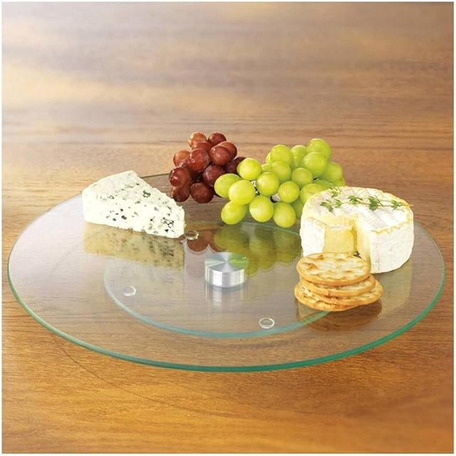 Tempered Glass Lazy Susan Rotating Turntable Serving Tray Cake Decorating Plate