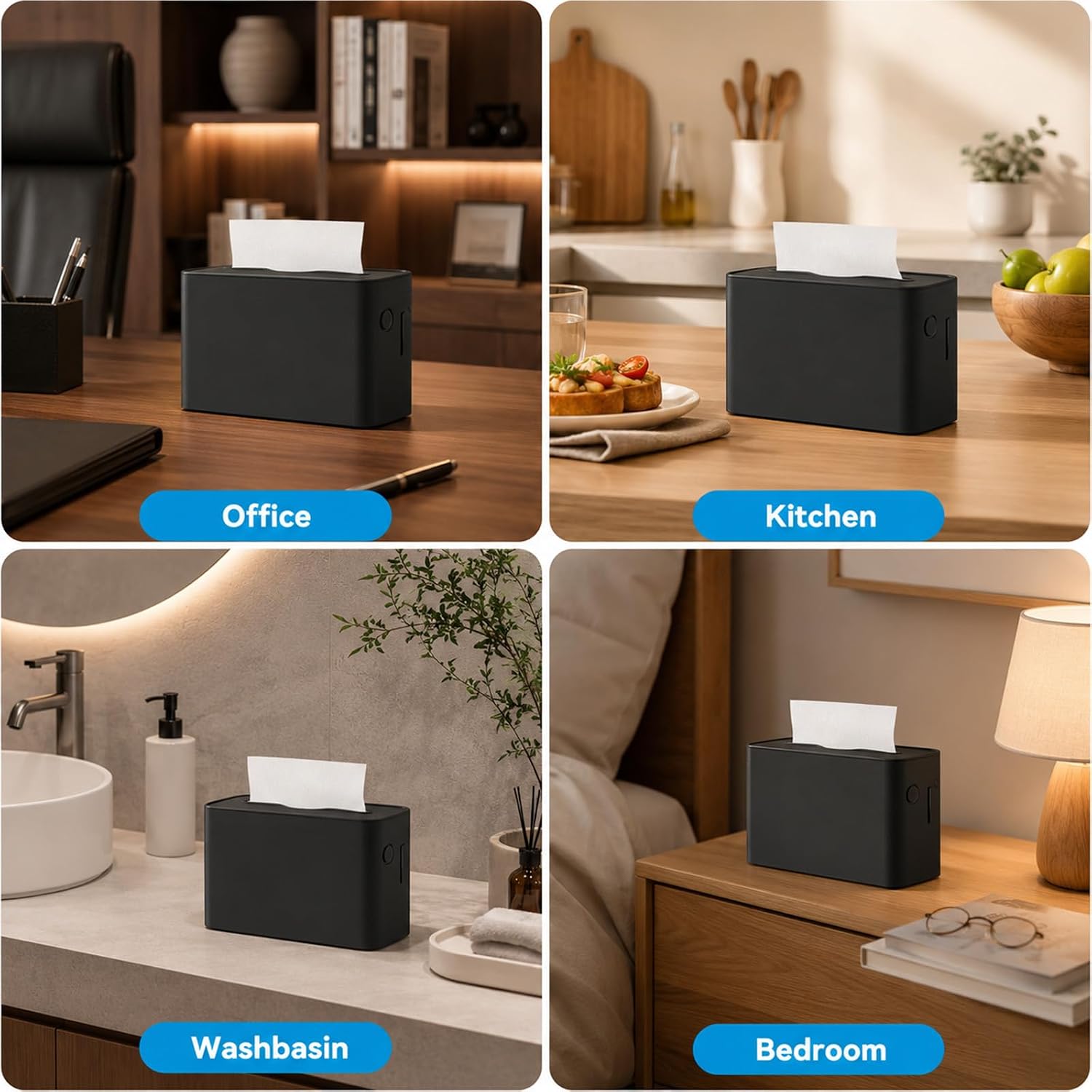 Multifold Paper Towel Dispenser Countertop, Large Paper Towel Holder, Compatible with Tork, Amazon Commercial, Kleenex, Scott, Pacific（Black）