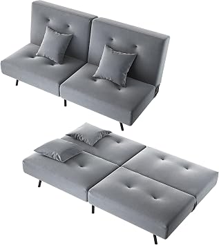 2 Seater Click Clack Sofa Bed 3-in-1 Convertible Fabric Futon Sofa
