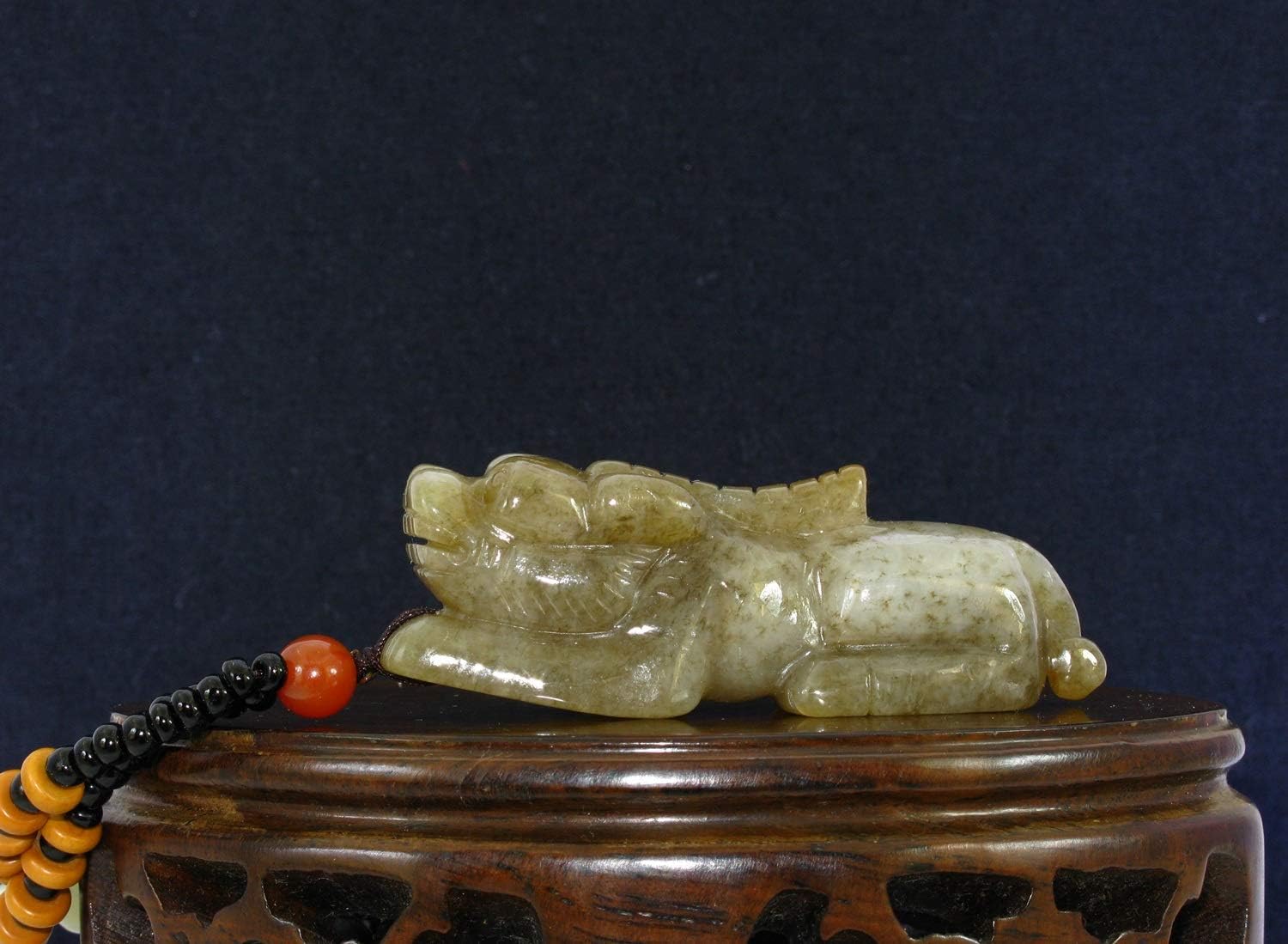 2.8" China Certified Nature Hetian Nephrite Sugar Jade Fortune Pixiu Hand Carved Pendant 6129