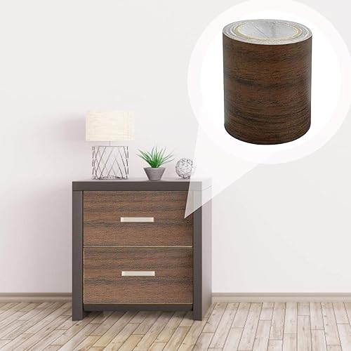 Miniatura 4 de Cinta de reparación de madera, 1 rollo de 15 pies, patrón de grano de madera de imitación para muebles, puertas, pisos, armarios, mesas y sillas