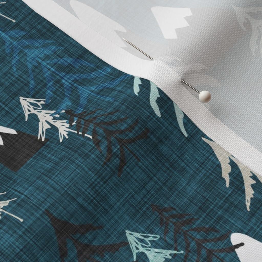 Spoonflower Fabric - Forest Peaks Midnight Blue Night Outdoors Boy Alpine Camping Fir Tree Printed on Petal Signature Cotton Fabric Fat Quarter - Sewing Quilting Apparel Crafts Decor