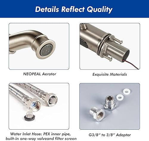 Miniatura 10 de TUSEE Grifo manual y automático con boquilla giratoria, grifo de baño sin contacto con control de temperatura y control de flujo, cromado, TS-5501C