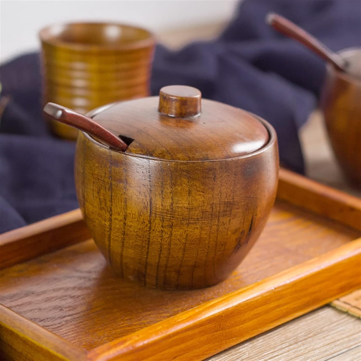 Spice boxs Set of Solid Wood Spice Pot Kitchen Supplies Seasoning Box Castor Salt Shaker Accessories Tool Multi-Function