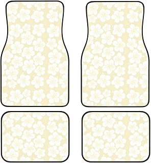 Hibiscus Flowers Exotic Tropical Floral Pattern Universal All-Weather Floor Mats 4pc Set for SUV Truck Van - Durable Protection
