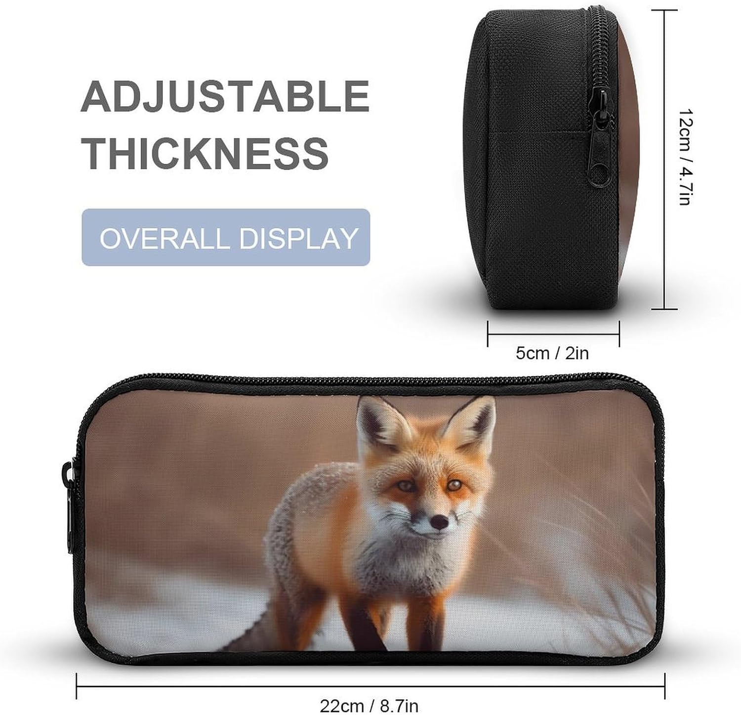 Lightweight Fox Animal Pen Pouch with Metal Zipper image 2