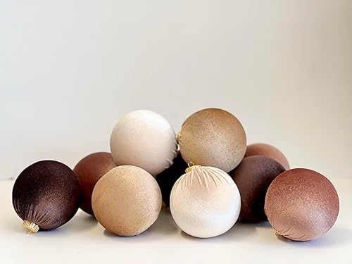 Miniatura 2 de Brown Christmas Handmade Velvet Ornaments, Bulk Christmas Balls, Christmas Tree Bulbs, Christmas Decorations, Christmas Gift Idea, Set of 12