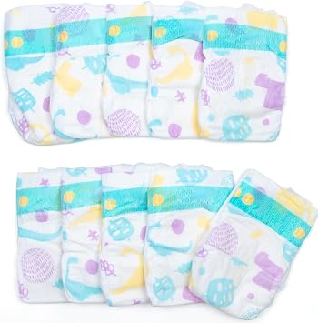 Reborn Baby Doll Clothes Accessories Diapers Reusable 10-Pieces for 18-22 Inch Baby Doll Velcro Diapers Adjustable Underwear