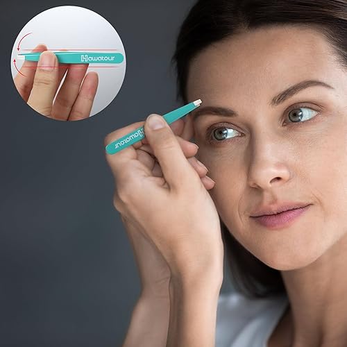 Miniatura 7 de HAWATOUR Juego de pinzas, 4 pinzas para cejas para mujer, gran precisión para cabello encarnado, astillas, depilación facial, multicolor