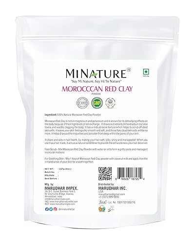 Miniatura 2 de Mi Nature - Polvo de arcilla roja marroquí  Adecuado para mascarillas faciales, exfoliantes, jabones, bombas de baño, envolturas corporales, polvo