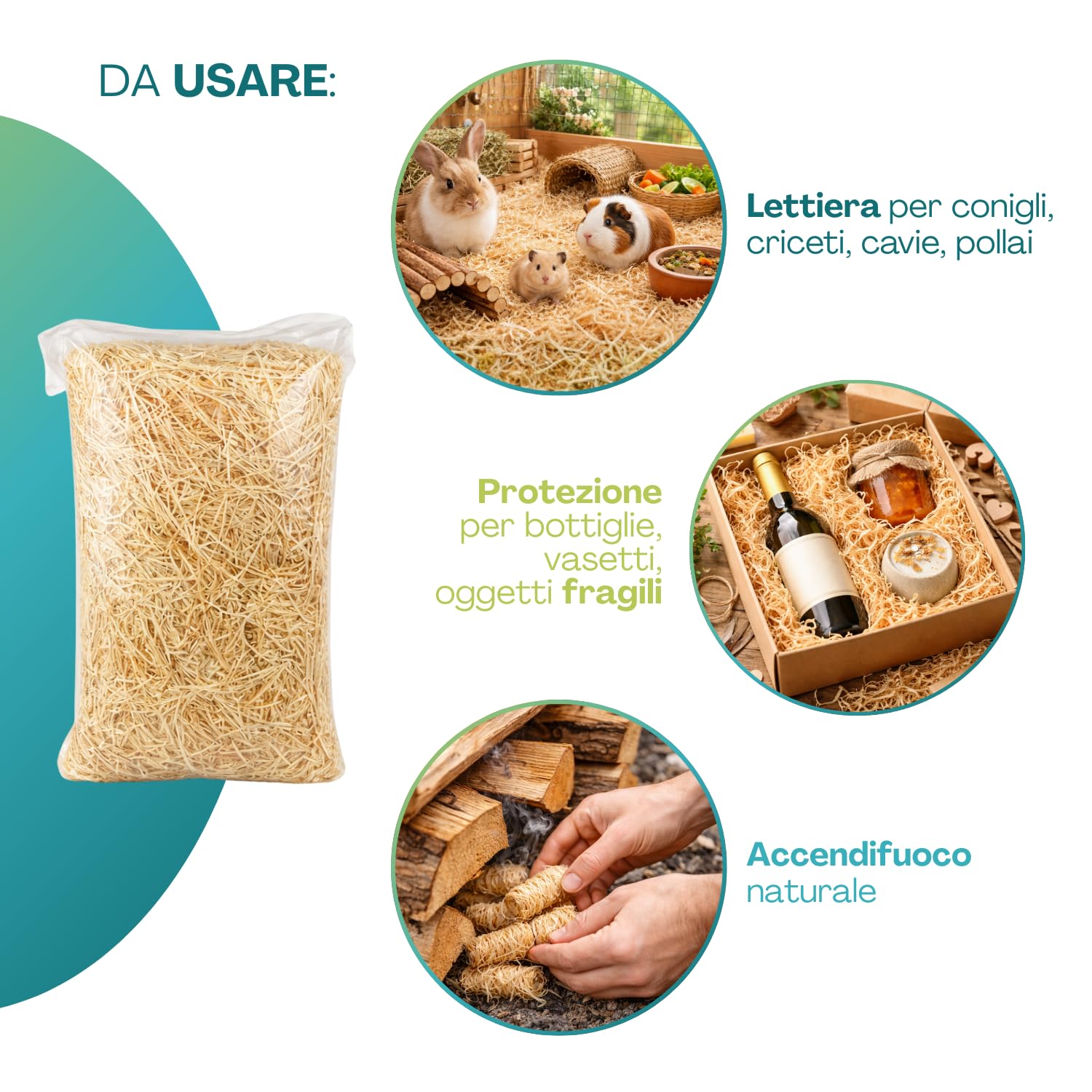 VIRSUS Trucioli Legno per Cesti 5kg, Paglia in Legno Naturale per Confezioni Natalizie, pasquali, Cesti Regalo, Imballo di Legno essiccata e depolverizzata da riempimento