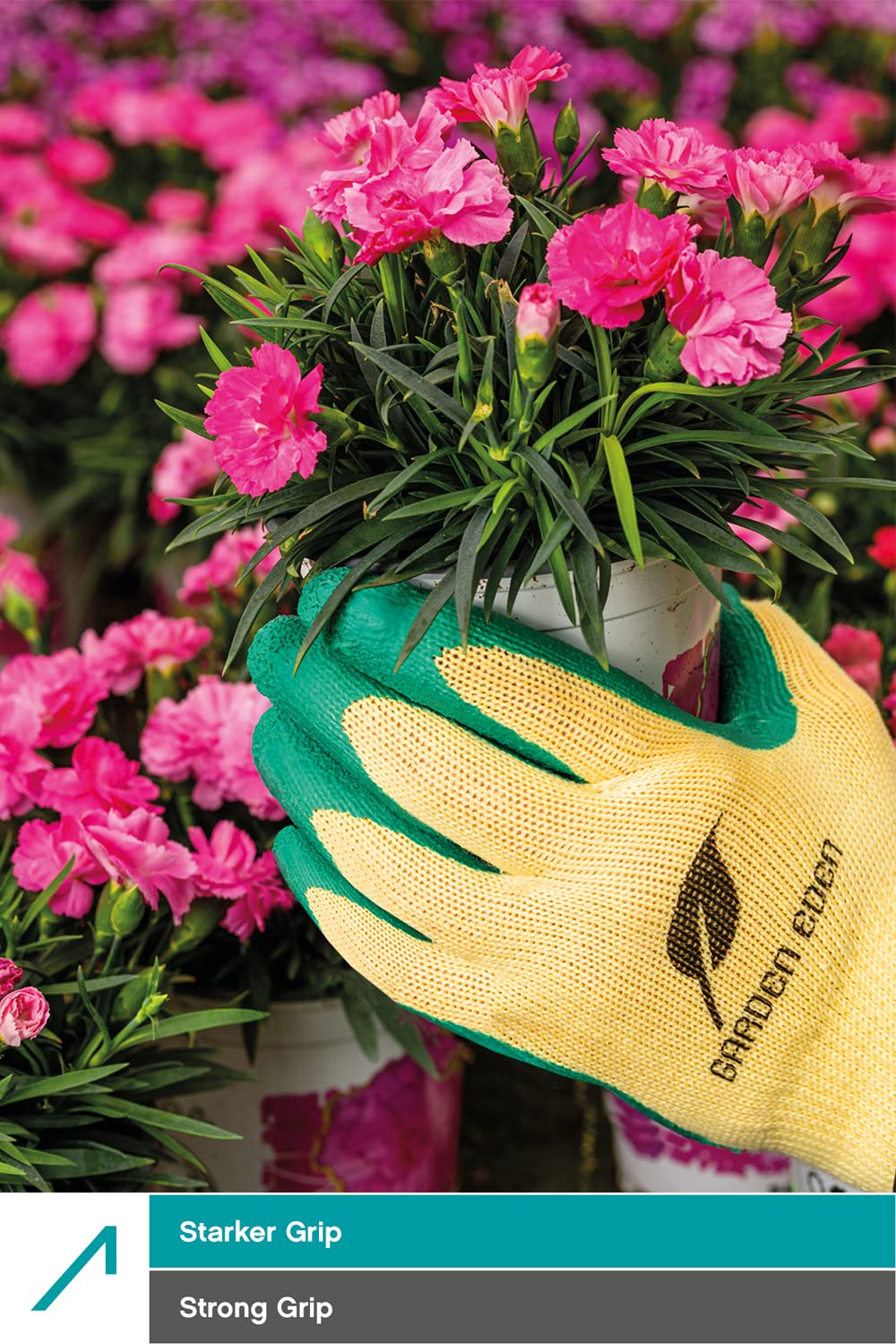 ACE - Guantes de jardinería Garden Eden (3 pares) para hombres y mujeres, para trabajos intensivos, antideslizantes, flexibles, multiusos, plantación, poda, arranque, deshierbe, bricolaje EN 388 - L