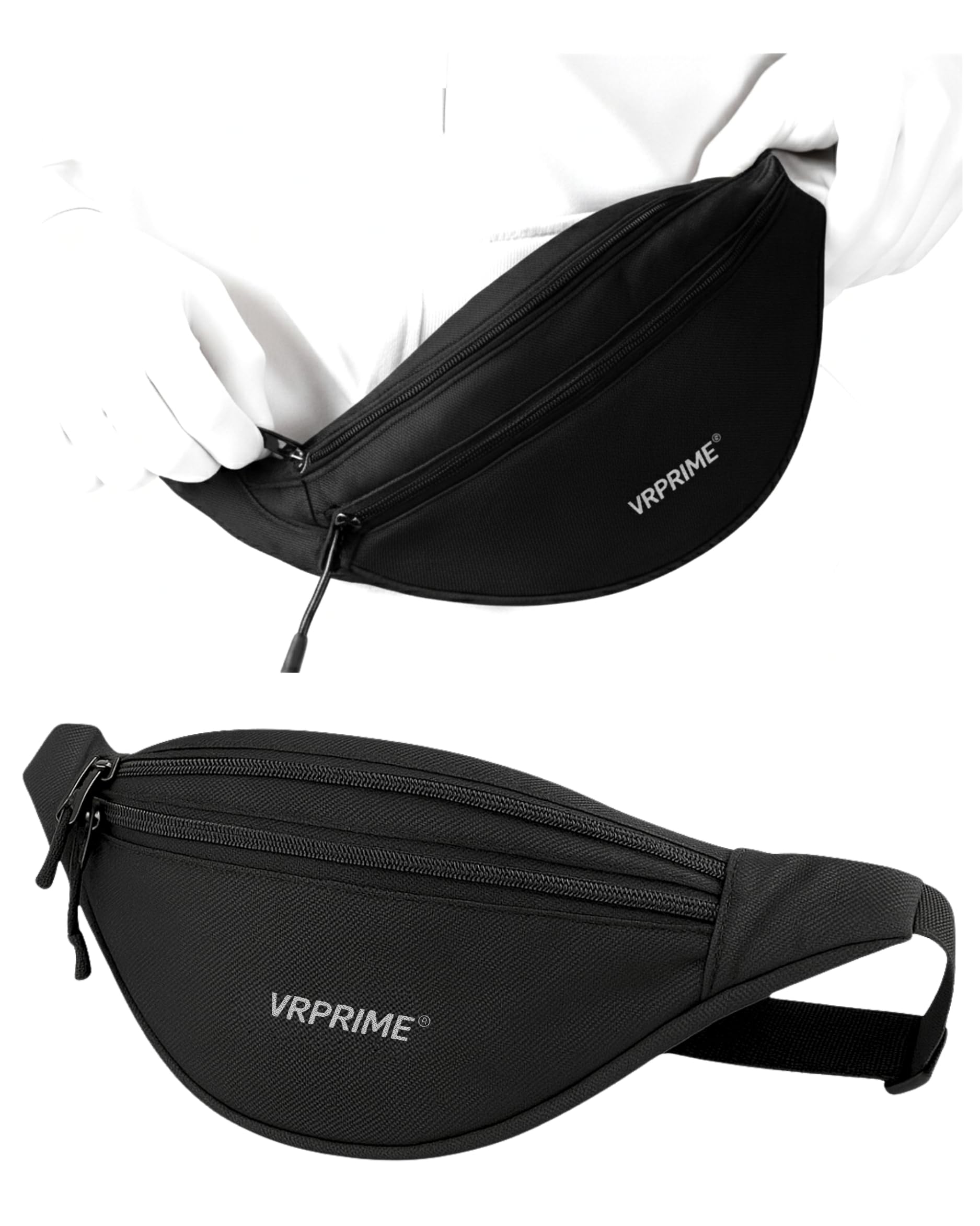 VRPRIME Waist Bag for Men Side Bag | Fanny Waist Pouch Pack | Travel Side Sling Waist Bag | Travel Essentials for Running, Riding a Bike (Black)-image-28