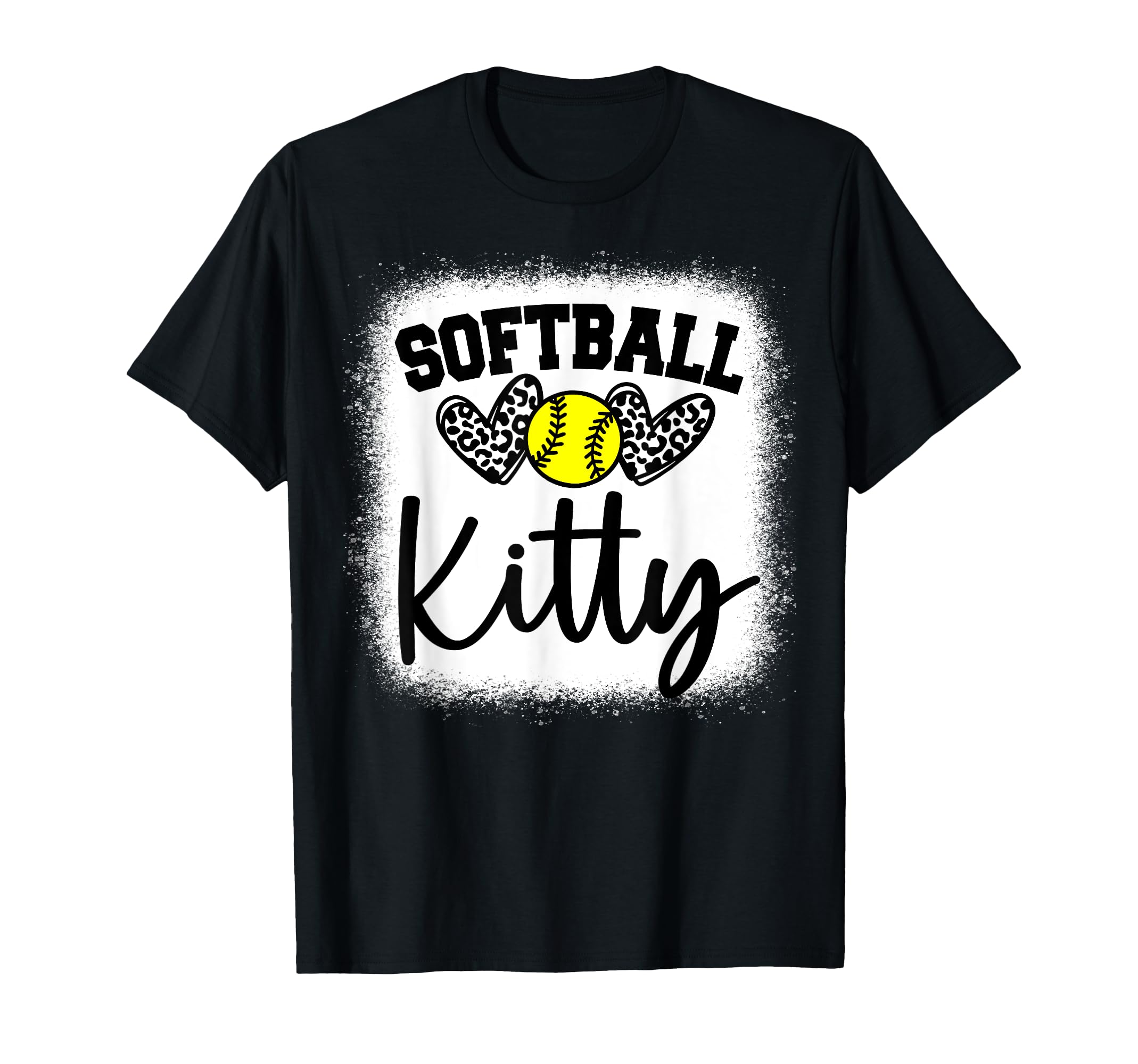 Personalized Softball Heart Tee Cute Kitty Men Women T-Shirt