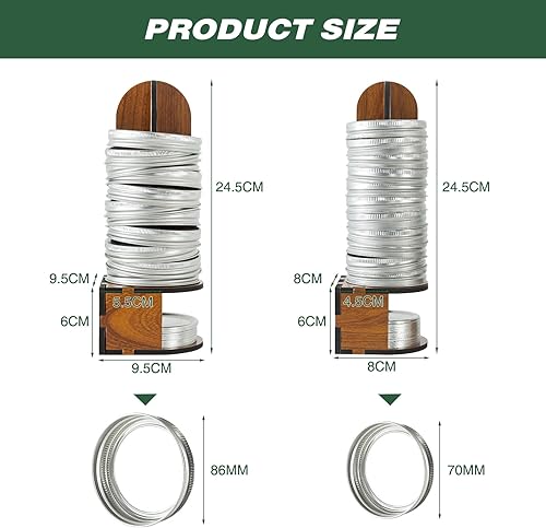 Miniatura 2 de Mason Jar Lid Organizers Inside Cabinet, 2 Pack Canning Lid Rack Holder for Kitchen Organization, Wooden Mason Jar Accessory for Storing