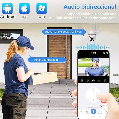 Miniatura 5 de CKK Cámara de seguridad inalámbrica 1080P, 2 cámaras PTZ WiFi de 2 MP para el hogar (doble banda 2.4G5G), panorámicainclinación de 360, visión