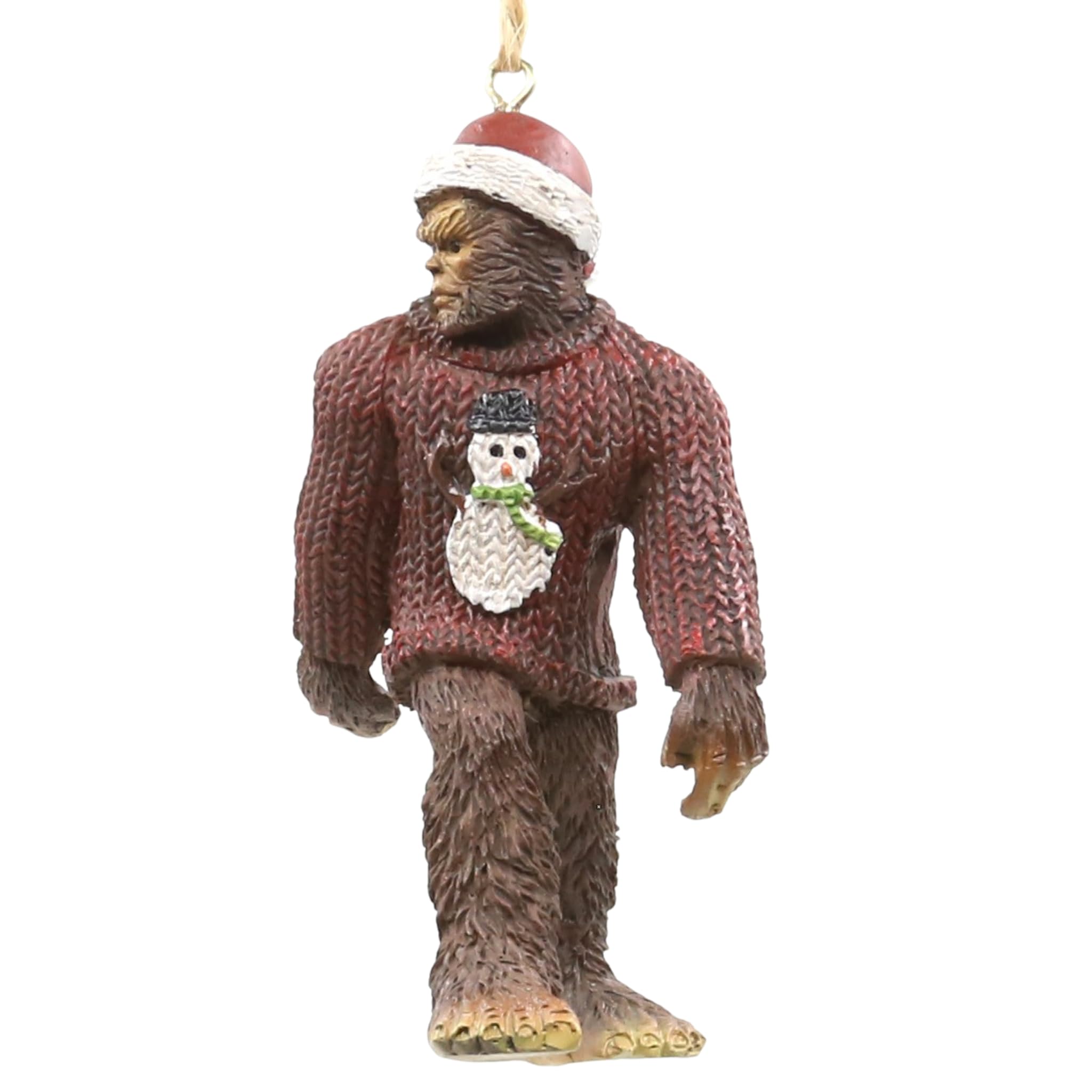 Bella Haus Bigfoot 4' Bigfoot Wearing Ugly Christmas Sweater Christmas Tree Ornament| Tree Figurines Resin Ornament