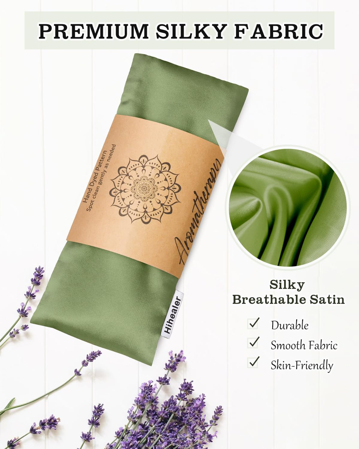 Hihealer Almohada de ojos de lavanda, máscara de ojos con peso para dormir, alivio del dolor de cabeza, presión sinusal, aromaterapia, compresa de ojos con calor húmedo, accesorios de meditación,