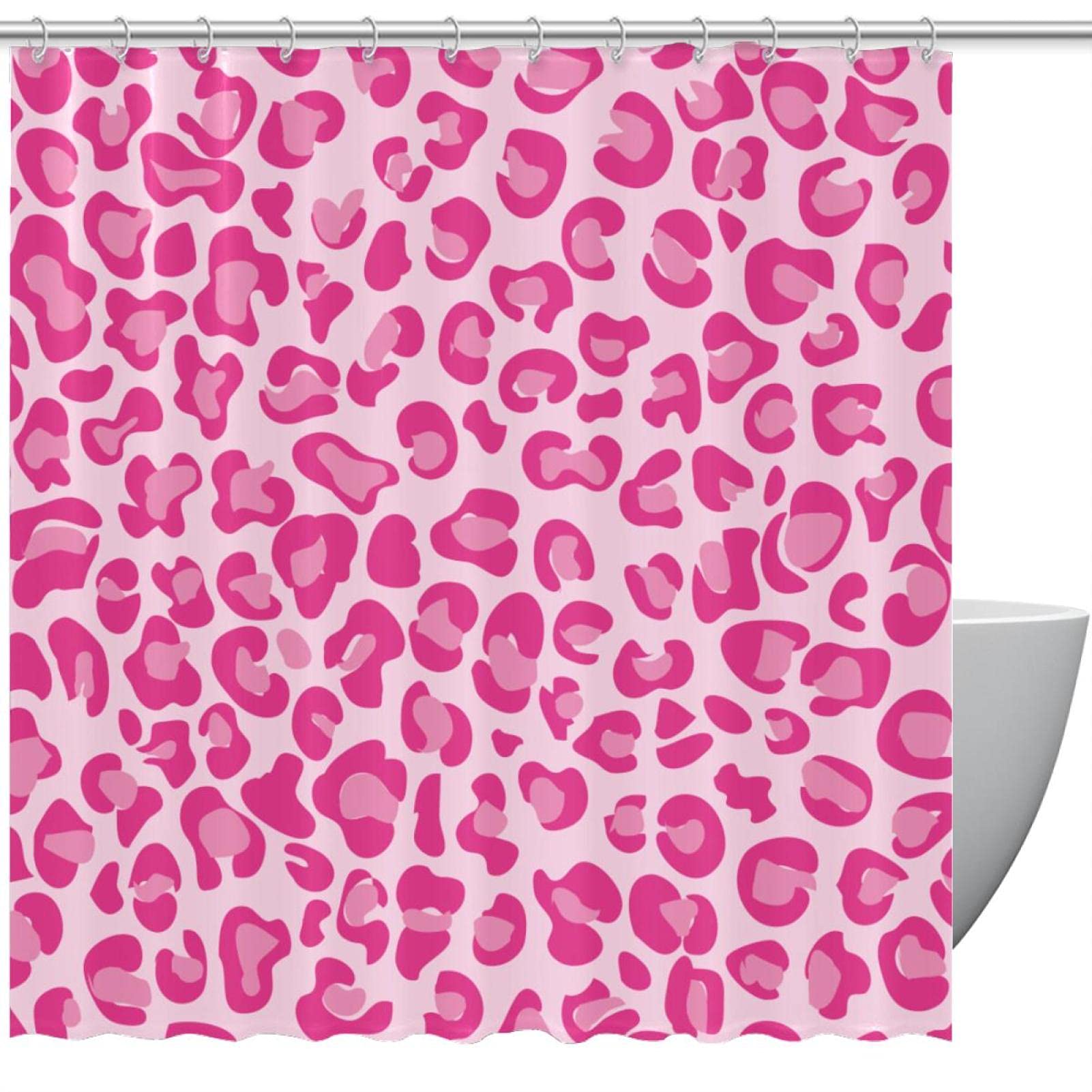 Rideau de douche motif léopard rose 168 x 183 cm pour stopper les éclaboussures d'eau