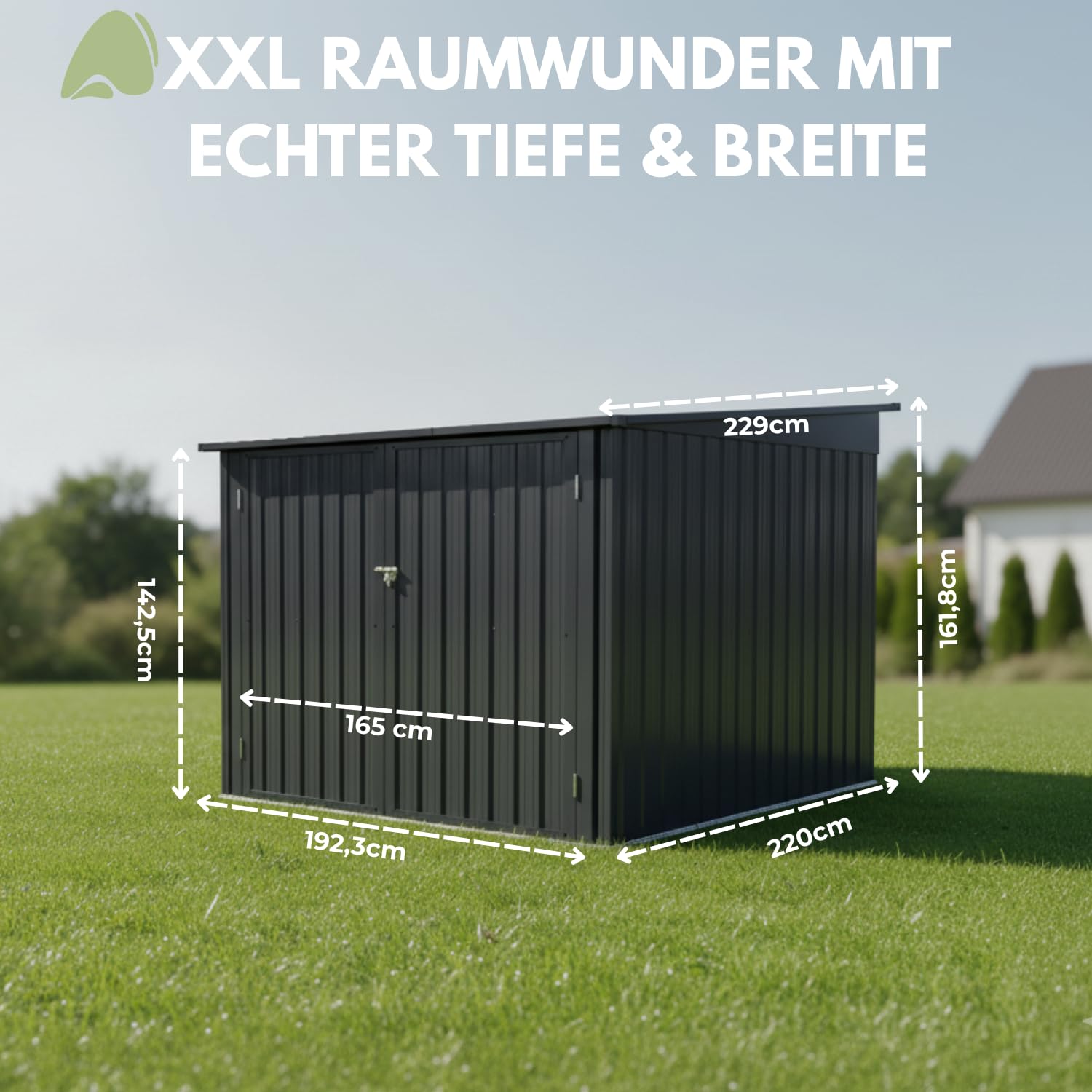 ALBATROS XXL Fahrradgarage Metall wetterfest & abschließbar, für 4 Fahrräder & E-Bikes, Fahrradbox 229x203x162 cm, Fahrradunterstand aus verzinktem Stahl RAL7016 anthrazit, Gartenbox mit Zubehör