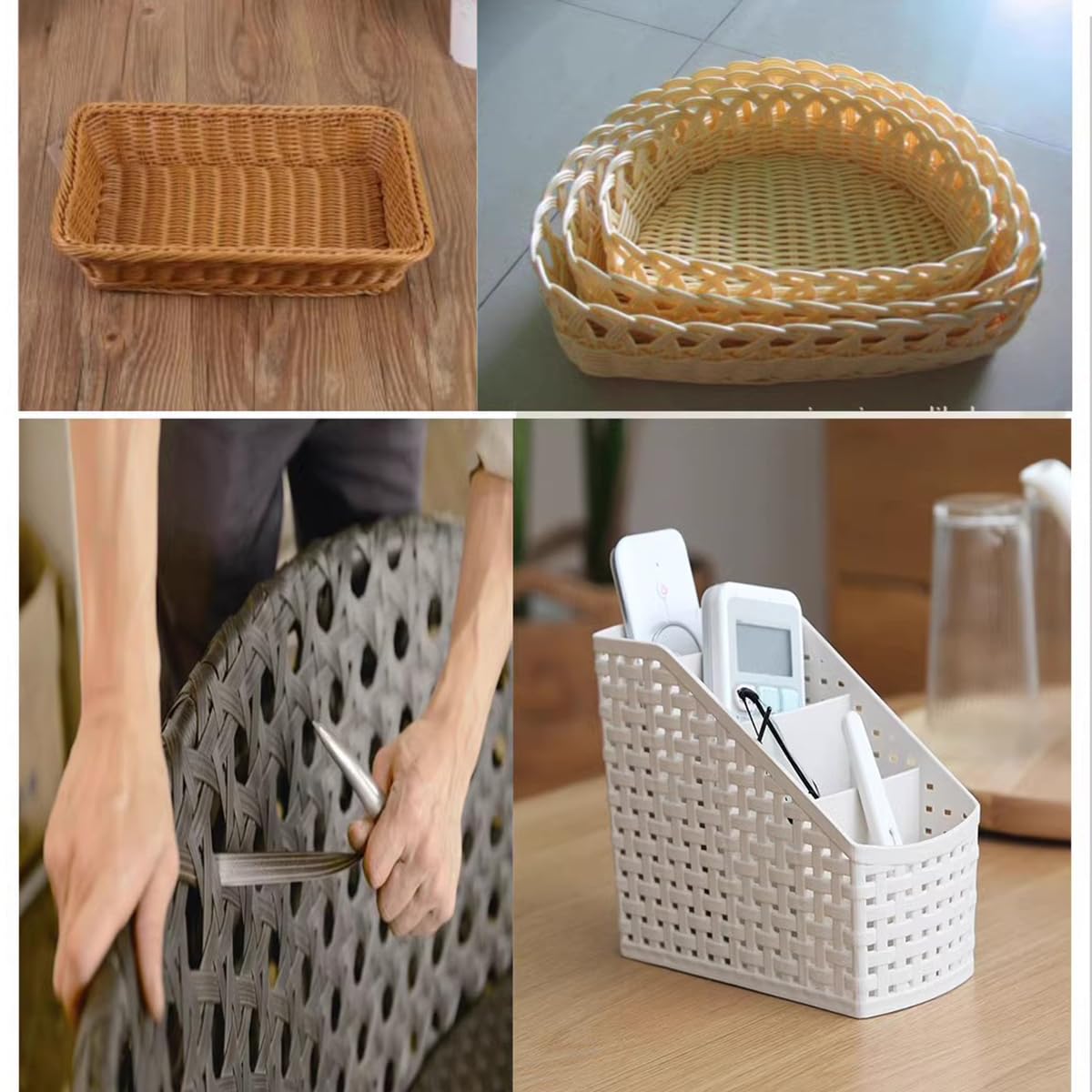 Yldessm&EU Materiale di Riparazione in Vimini da 8 mm, Kit di Riparazione in Rattan PE da 0,5 kg Materiale for Tessitura in Vimini Piatto for Sedia da Giardino Divano Cestino Fai da Te(Deep Orange)