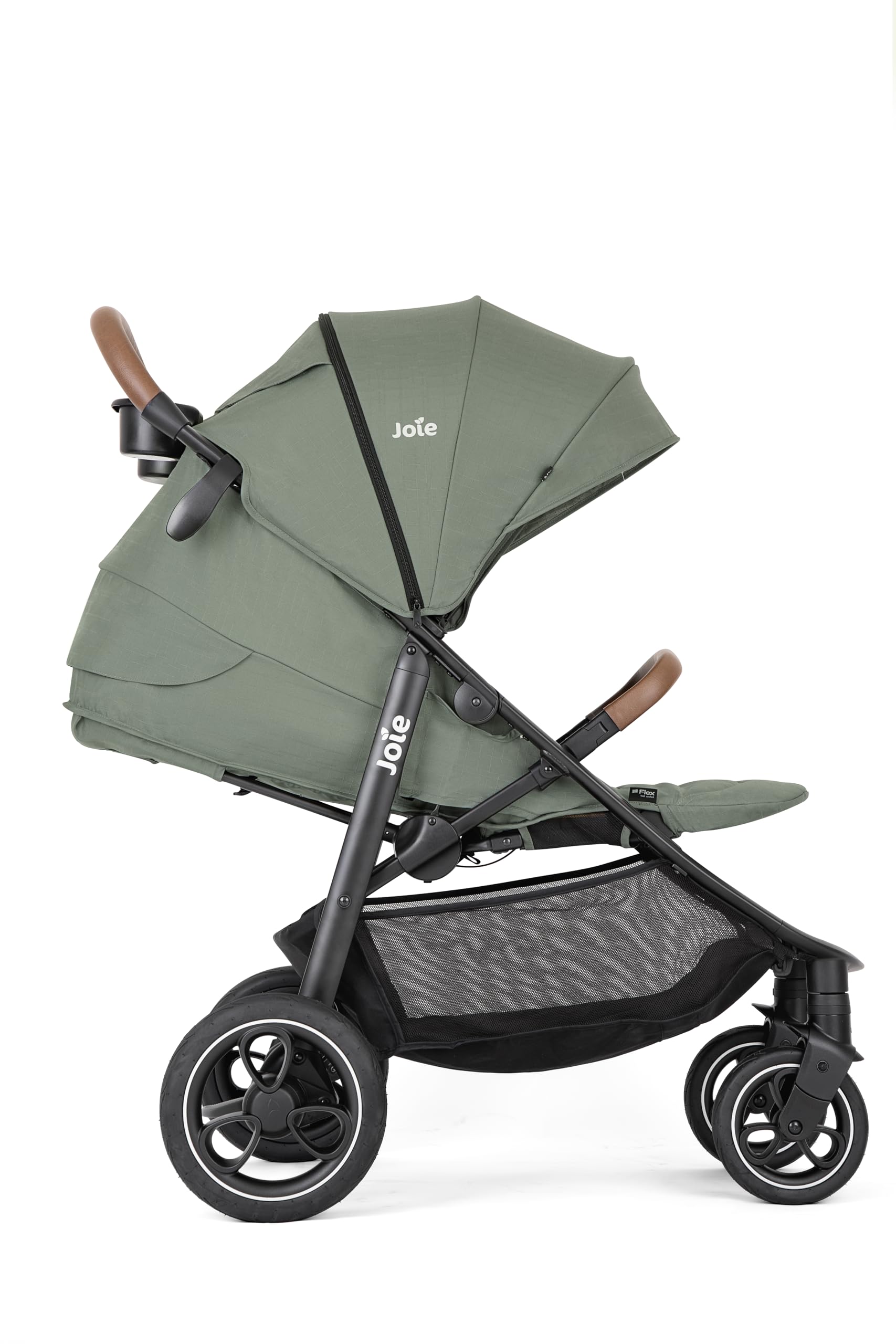 Wózki dziecięce marki Joie. Model Litetrax Litetrax Pro do 22 kg z rozkładaną sofą i ochroną przed deszczem, laurowy