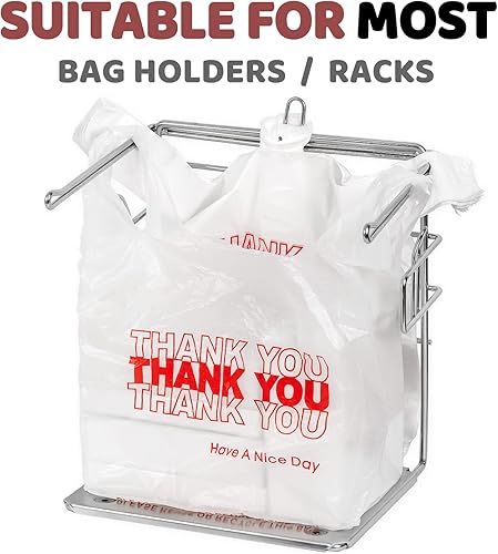 Miniatura 4 de JShlpiar 2000 bolsas de plástico con asas, bolsas de comestibles blancas (11.5 x 6.5 x 21 pulgadas), bolsas de agradecimiento, bolsas para