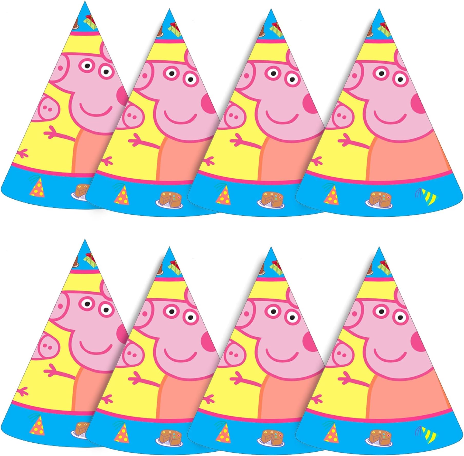Wanna Party Peppa Pig Theme Party Hats - 8pc