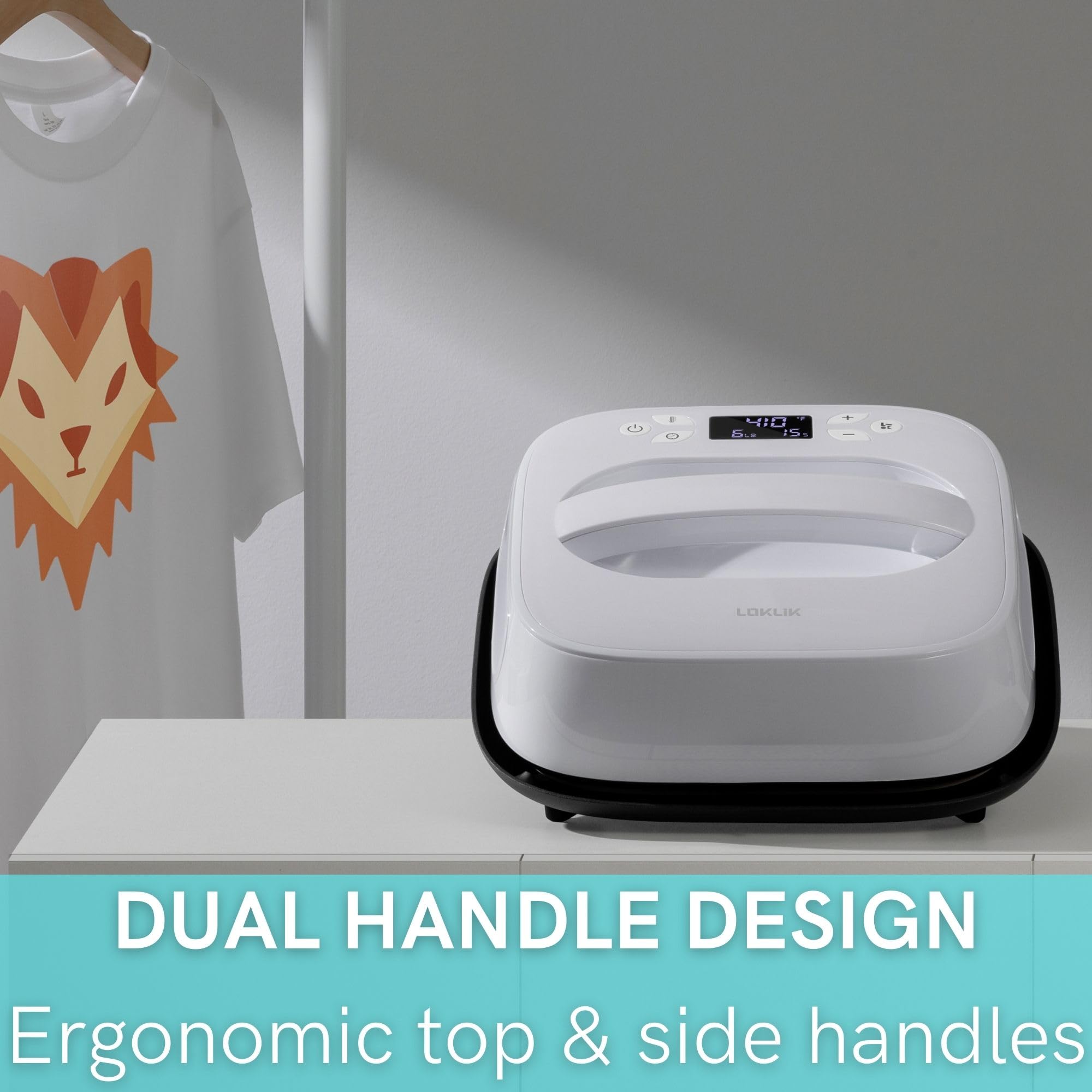 LOKLIK Impress Easy - Máquina de impresión de camisetas para impresión por sublimación con placa grande de 25 cm, máquina de prensa de calor de vinilo de transferencia de calor, perfecta para