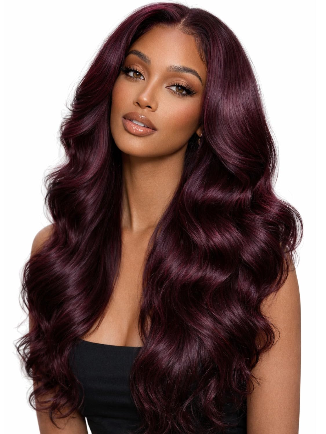 Beauty Forever Pre Everything Glueless Front Balayage Highlight Body Wave Curtain Bangs Glueless Wigs Human Hair Pre Plucked Pre Cut 13x4 Loose Wave Bye Bye Knots Ready to Wear Frontal Wig 18 inch — view 19