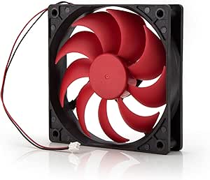 Neuftech® 120mm x 120mm x 25mm DC 12V 1.92W 2,5 Broches Ventilateur de Refroidissement Carre pour Le châssis de l'ordinateur Noir Rouge