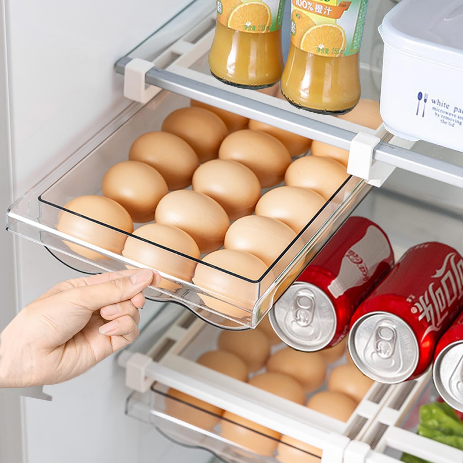 Eier Aufbewahrung Für Kühlschrank - 4-stufiger Eierhalter Mit Rollfunktion Für Bis Zu 30 Eier - Platzsparend & Praktisch