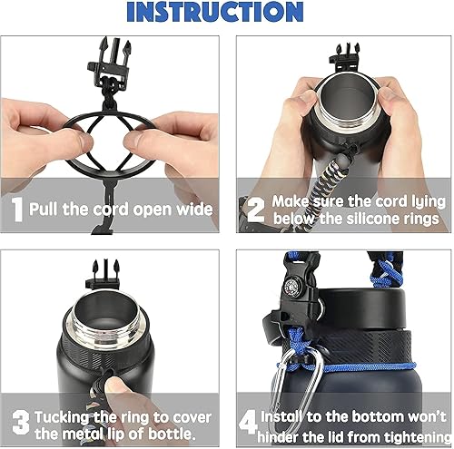 Miniatura 5 de Mango de cuerda de paracaídas para botella de agua Hydro Flask 2.0 de boca ancha y estándar, soportes de correa duraderos y cómodos