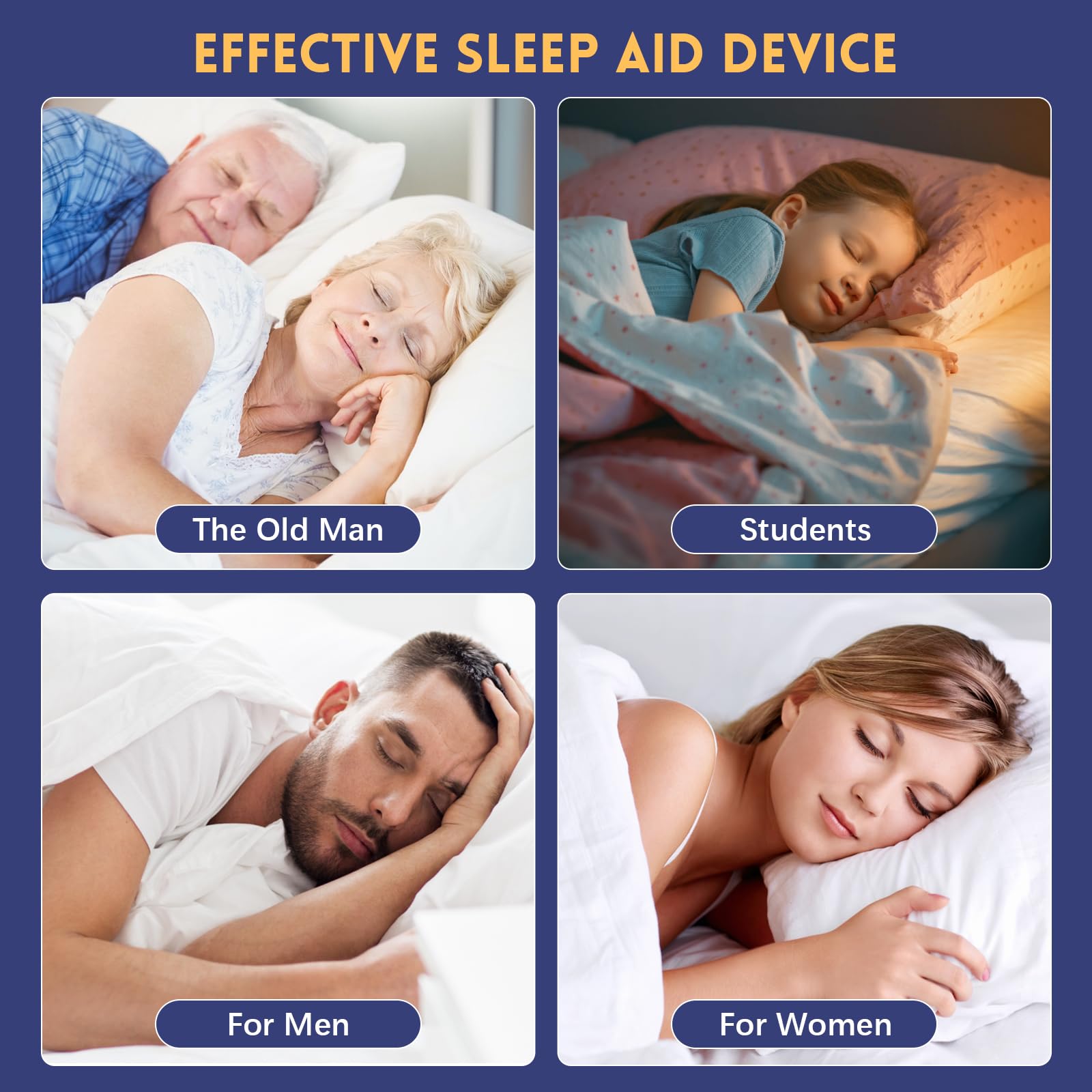 LIROPAU Dispositivo para Ayudar a Dormir, Dispositivo para Ayudar a Dormir para Insomnio, Ayudas para Dormir Portátiles para Adultos con Ansiedad, Migraña y Mareo, Mejora el Sueño Profundo, Carga USB