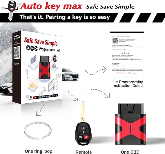 DIY Programmer Tool ,Programmable Keyfob, Simple car Key fob Replacement for 2013-2015 Toyota Rav4 2014-2016 Prius C V,2014-2017 Camry,HYQ12BEL with H Chip