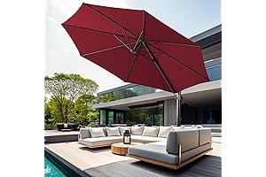 wikiwiki 10 FT 2 Tires Cantilever Patio Umbrella, Offset Umbrella Outdoor Patio,...