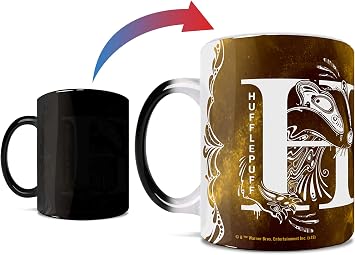 Morphing Mugs Harry Potter Hufflepuff Aguamenti 11 oz | Heat changing ceramic mug | Hidden design reveal | Home, office or travel use