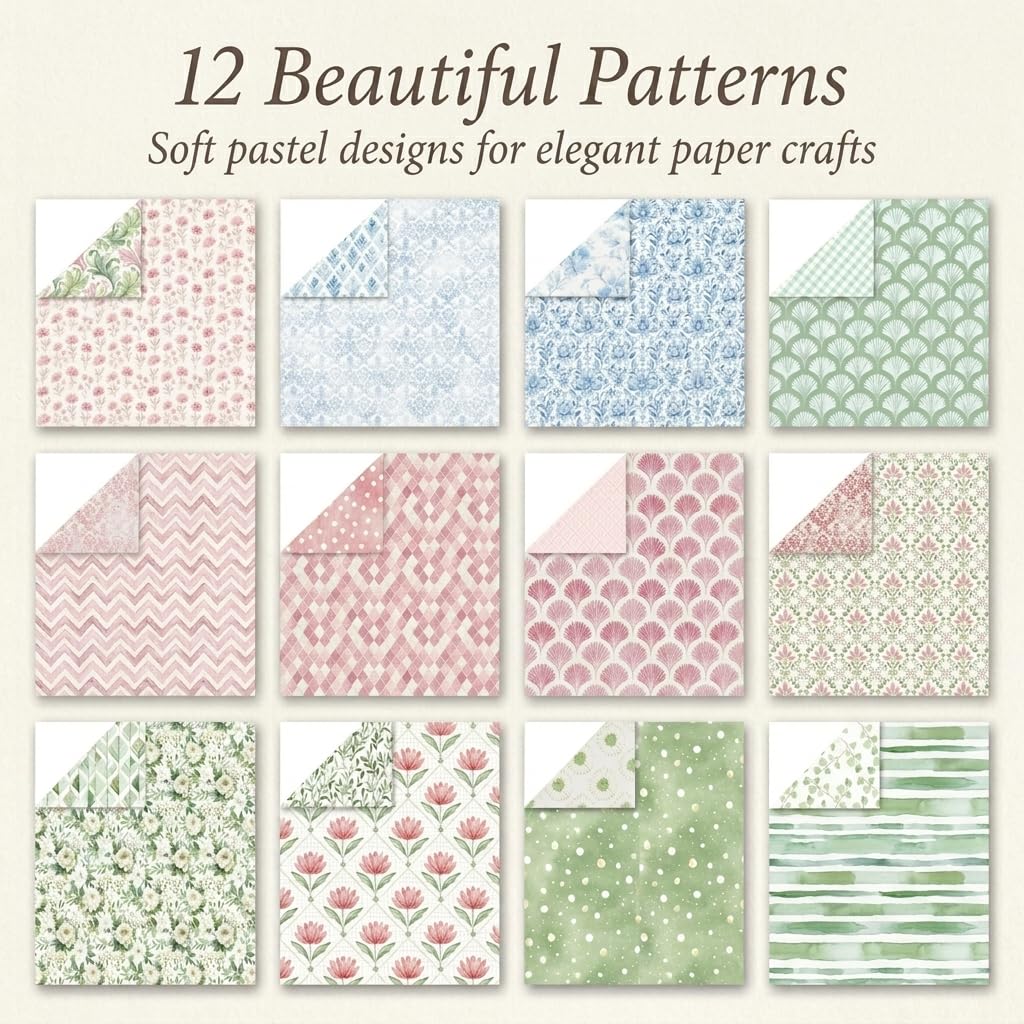 30,5 x 30,5 cm Scrapbook-Papier und Scrapbooking-Zubehör, Bloom doppelseitig, gemusterter Kartonblock, dekorative Bastelblätter für Junk-Tagebuch und Fotoalbum, 24 Blatt